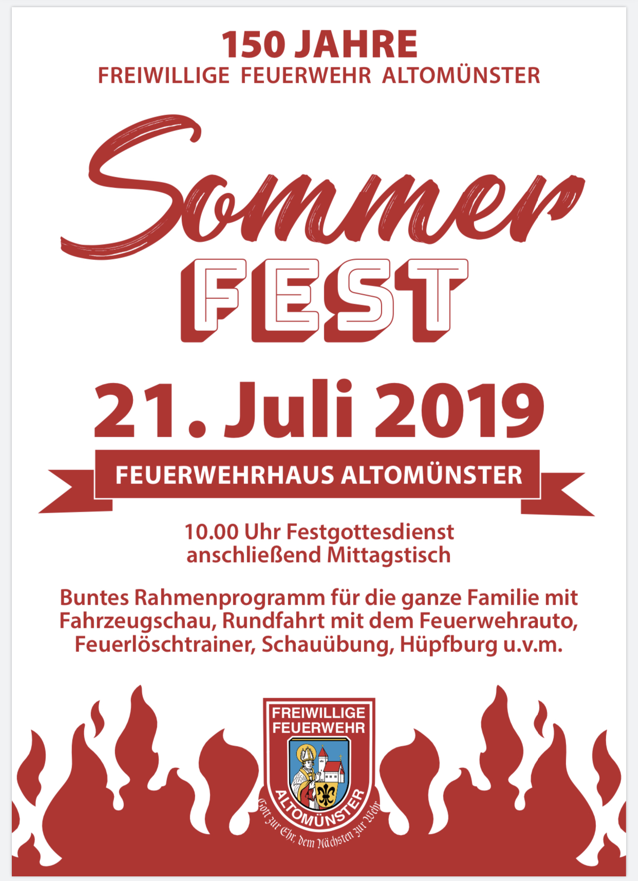 Herzliche Einladung zum Sommerfest Freiwillige Feuerwehr Altomünster
